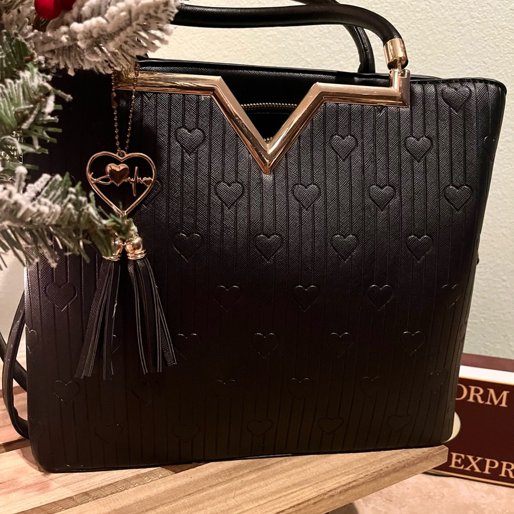 Chic Black Tote with Gold Detailing